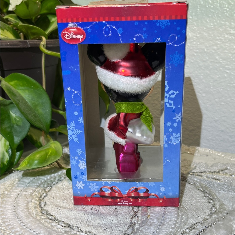 Disney Minnie Mouse Red and White Blown Glass Holiday Ornament - Picture 3 of 9